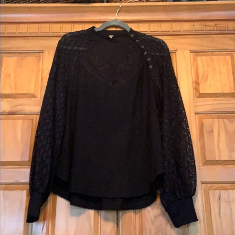 Free people lace Long sleeve shirt